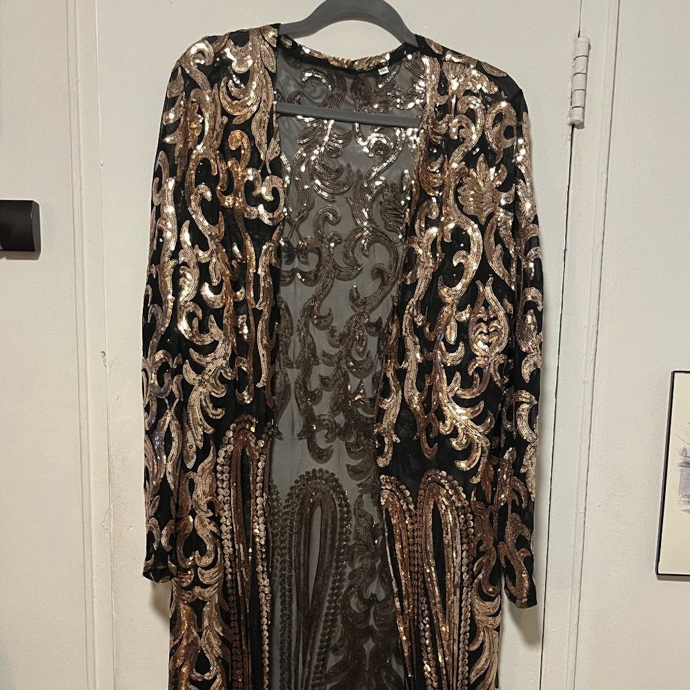 Sequin Open Front Coat